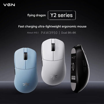 VGN Flying Dragon Y2 Pro Ultra Dual 8K Gaming Mouse Lightweight PAW3950 Bluetooth Tri Mode Ergonomic